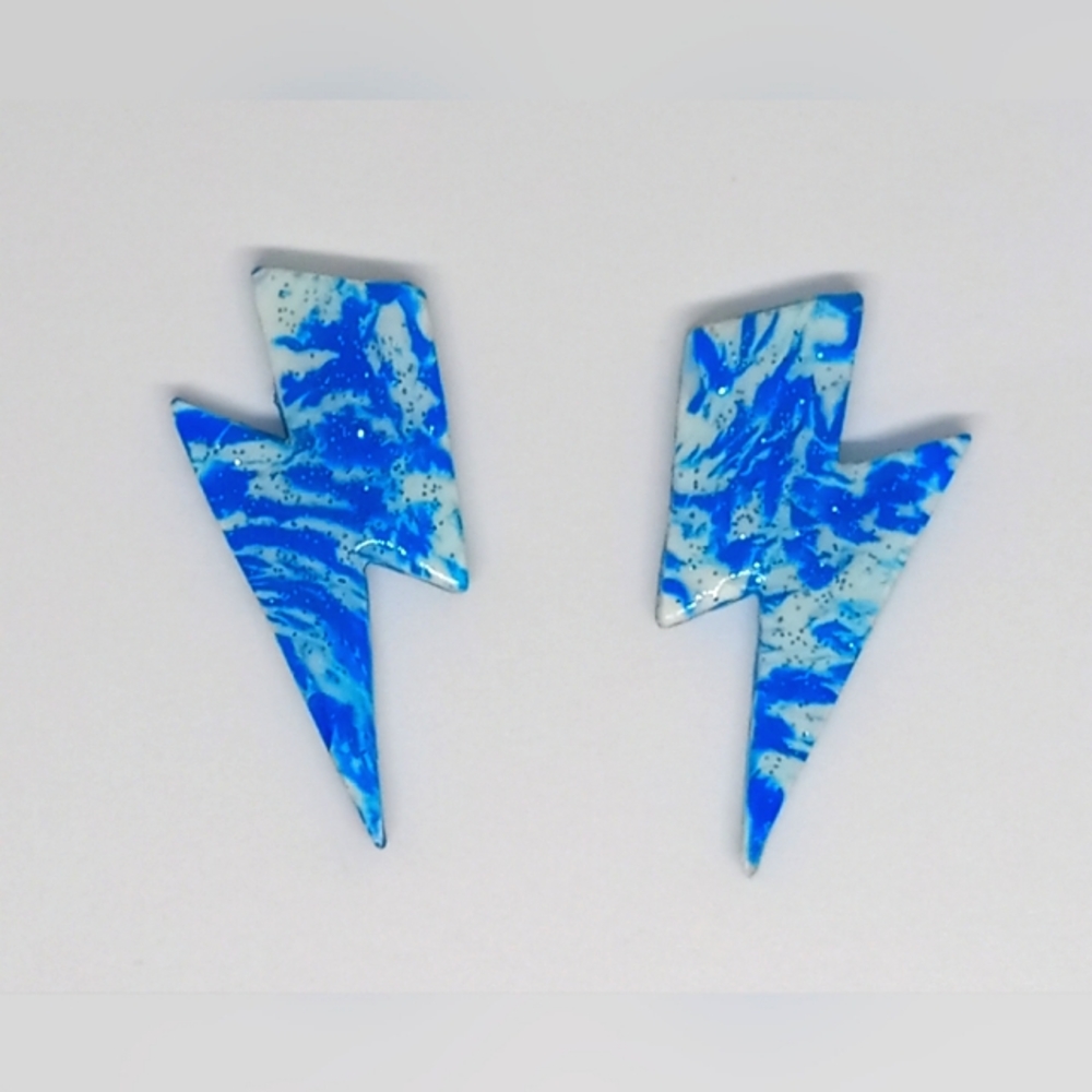 Lighting Bolt Marble Earrings!!